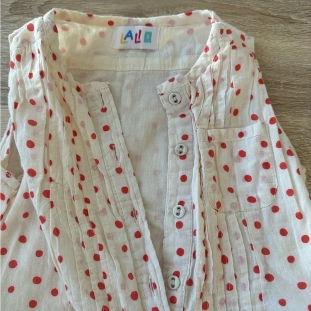 LALI Polkadot Cream & Red Pintuck Dress‎ 3T